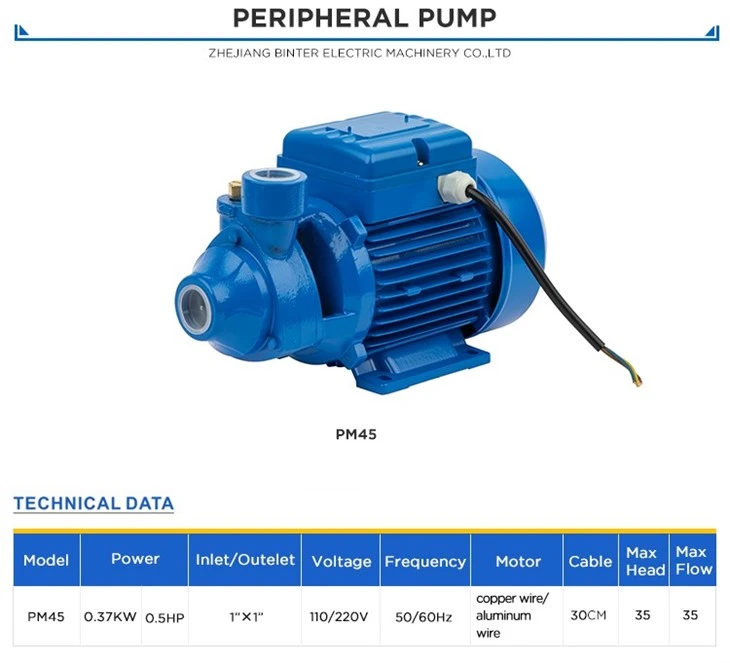 Pm Series 0.5HP/1HP Peripheral Water Pump Pm Series 0.5HP/1HP Peripheral Water Pump